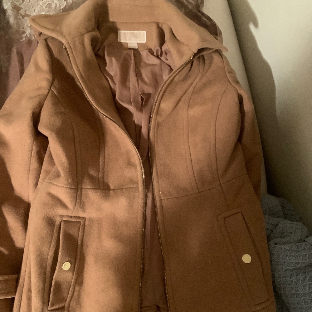 Michael kors wool hooded zip up coat